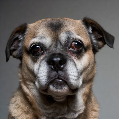 Elderly Pug Dog Portrait