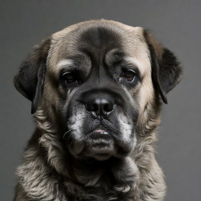 Closeup of sad-eyed Mastiff dog