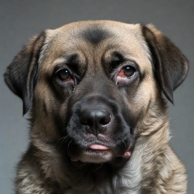 Closeup of Mastiff with Injured Eye