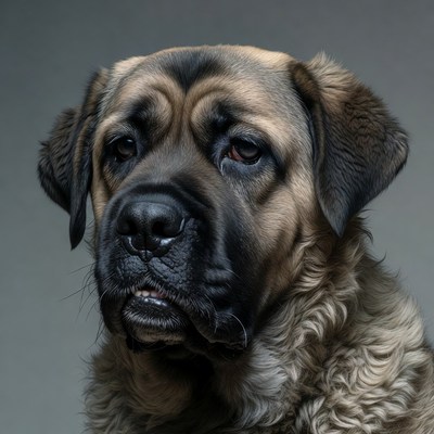 Closeup of Mastiff dog face