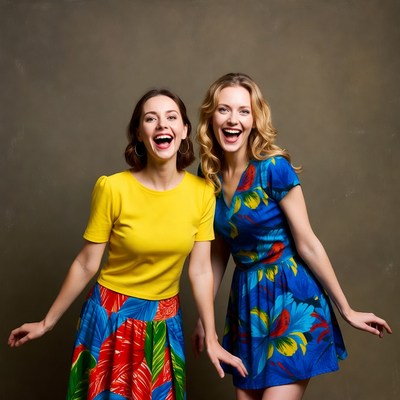 Two women laughing together