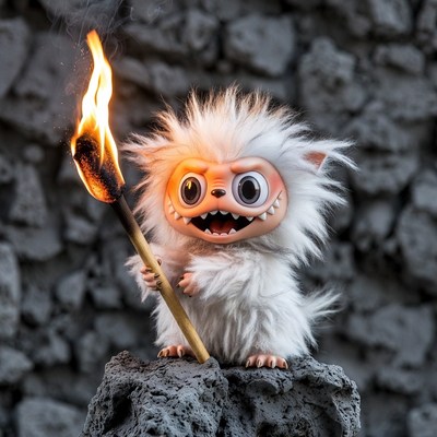 Fluffy Yeti Holding Torch