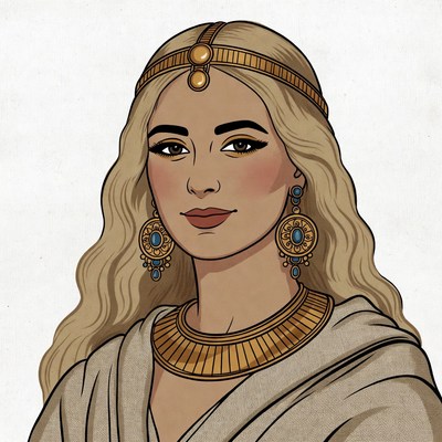 Blonde woman in Egyptian gold jewelry