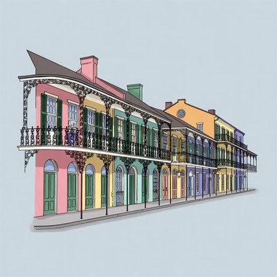 Colorful New Orleans French Quarter Buildings