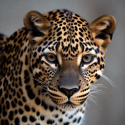 Close-up leopard staring intently