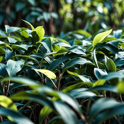 Lush Green Plant Leaves Closeup
