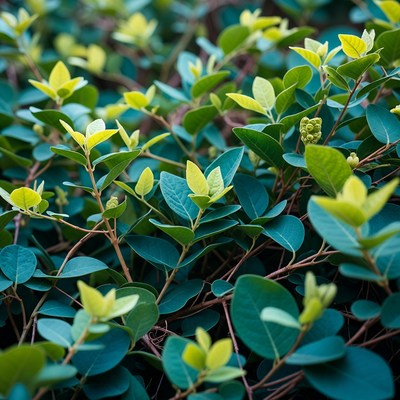 Lush Green Leaves with Buds