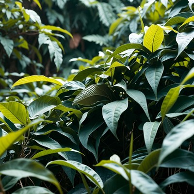 Lush Tropical Green Leaves Closeup