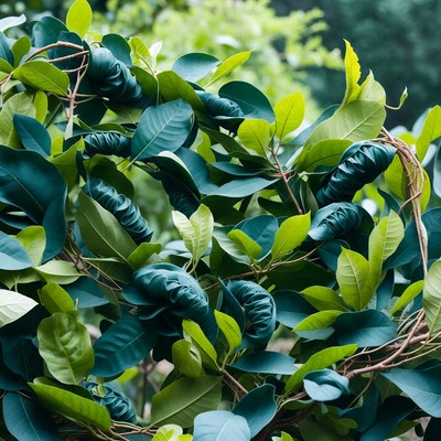 Green leaves with coiled vines