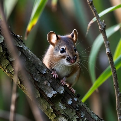 Cute deer mouse on branch