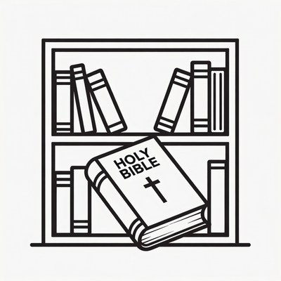 Holy Bible on Bookshelf Illustration
