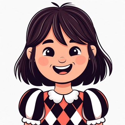 Smiling girl in harlequin costume