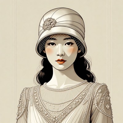 Asian woman in 1920s cloche hat