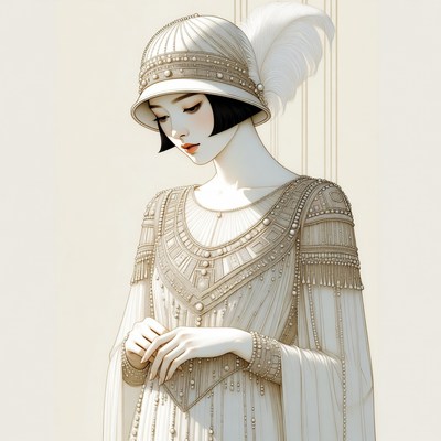 Asian woman in 1920s flapper dress