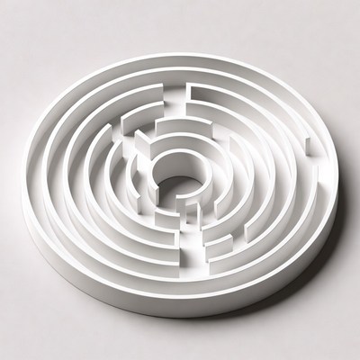 White Circular Maze Labyrinth