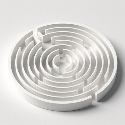 White Circular 3D Maze
