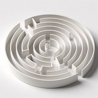 White 3D Circular Maze