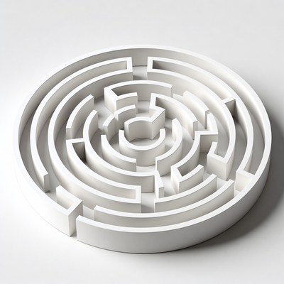 White Circular 3D Maze
