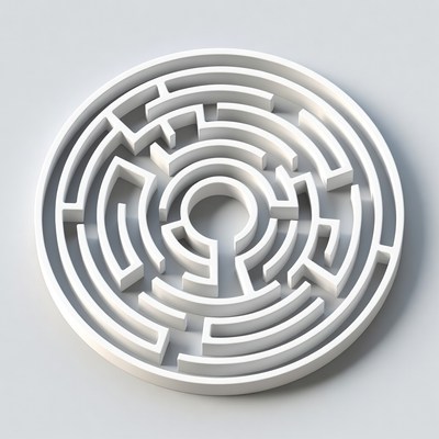 White Circular 3D Maze