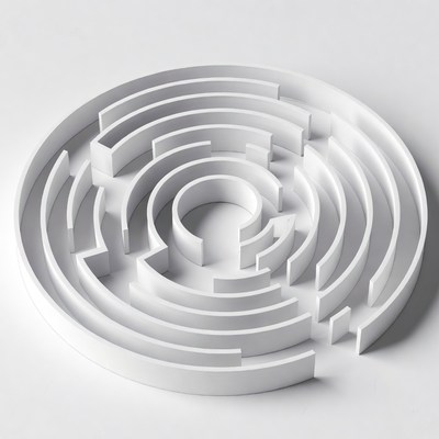 3D White Spiral Maze