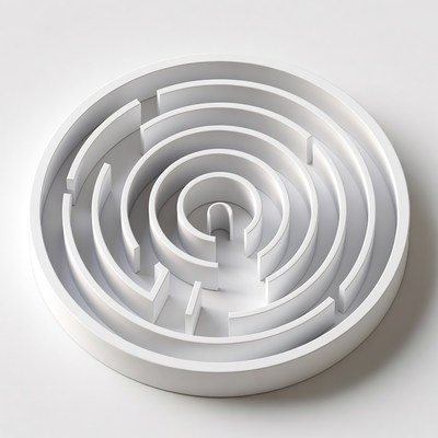 White Circular 3D Maze
