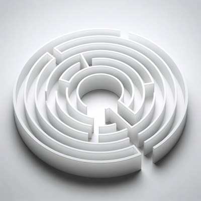 White Circular 3D Maze