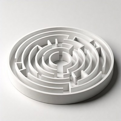 White Circular 3D Maze