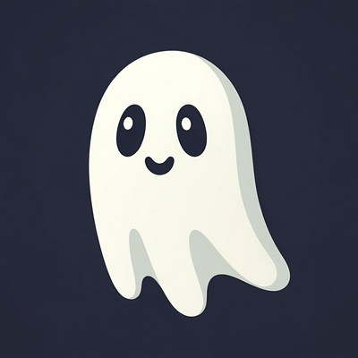 Cute cartoon ghost smiling