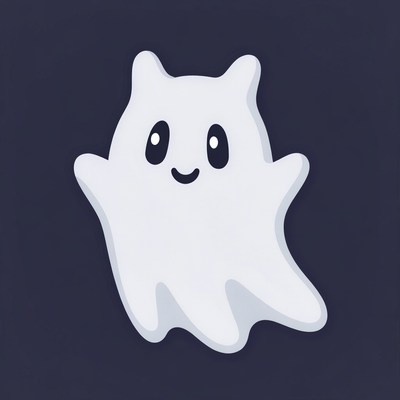 Cute cartoon ghost waving