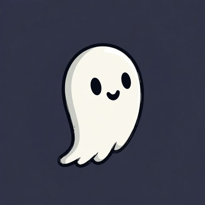 Cute cartoon ghost smiling
