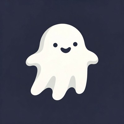 Cute cartoon ghost smiling