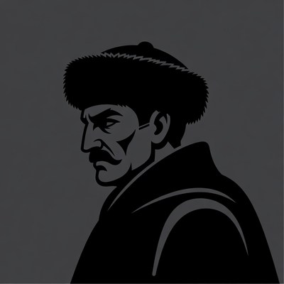 Man in fur hat silhouette