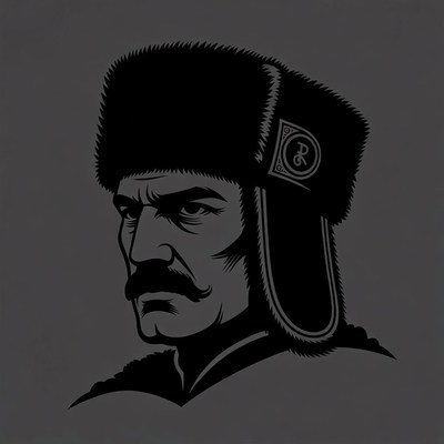 Man in fur hat silhouette