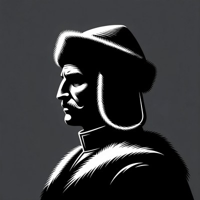 Man in fur hat silhouette