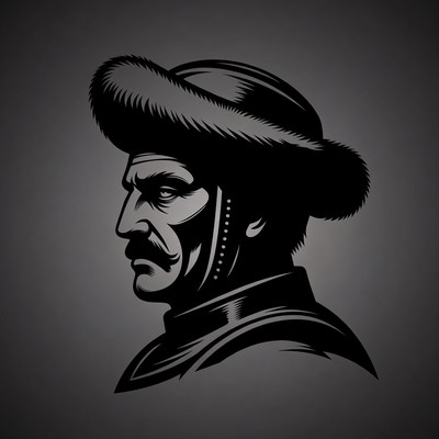 Profile of Cossack warrior in fur hat