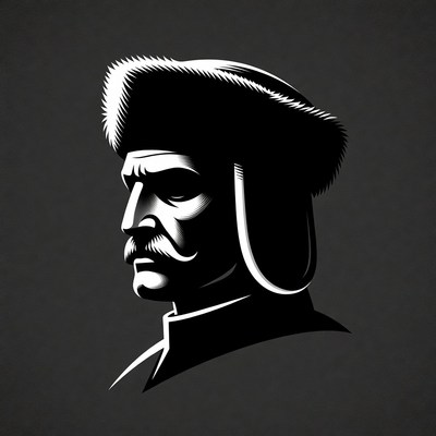 Man in fur hat silhouette