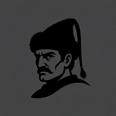 Man in fur hat silhouette