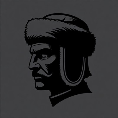 Man in fur ushanka hat silhouette