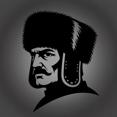 Man in fur hat silhouette