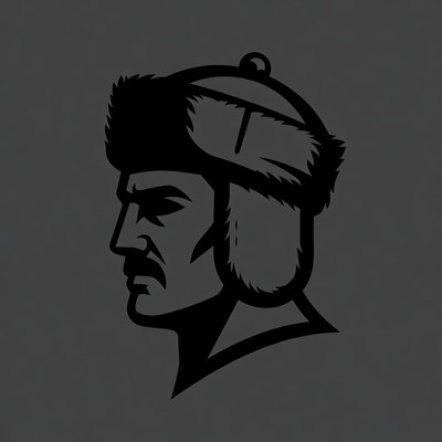 Man in fur hat profile silhouette