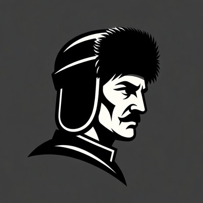 Man in fur hat profile illustration