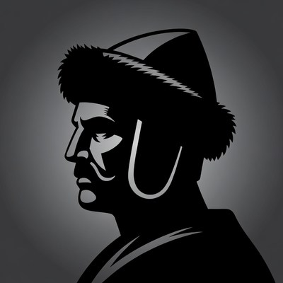 Man in fur hat silhouette