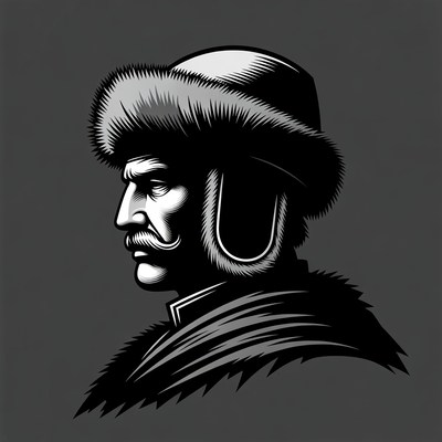 Man in fur ushanka hat profile