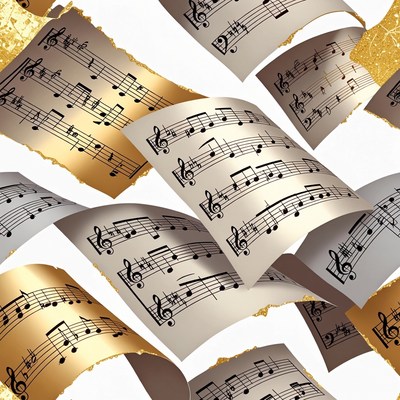 Flying Sheet Music Seamless Pattern