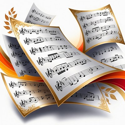 Flying Sheet Music Illustration