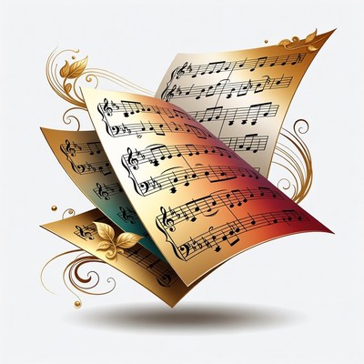 Open Sheet Music with Golden Ornaments