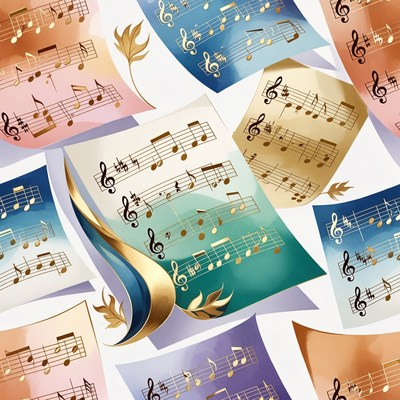 Colorful Musical Notes Sheet Papers