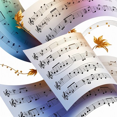 Colorful swirling musical notes illustration
