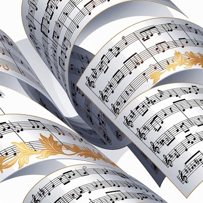 Swirling Sheet Music Illustration