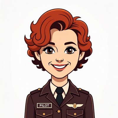 Smiling redhead female pilot illustration